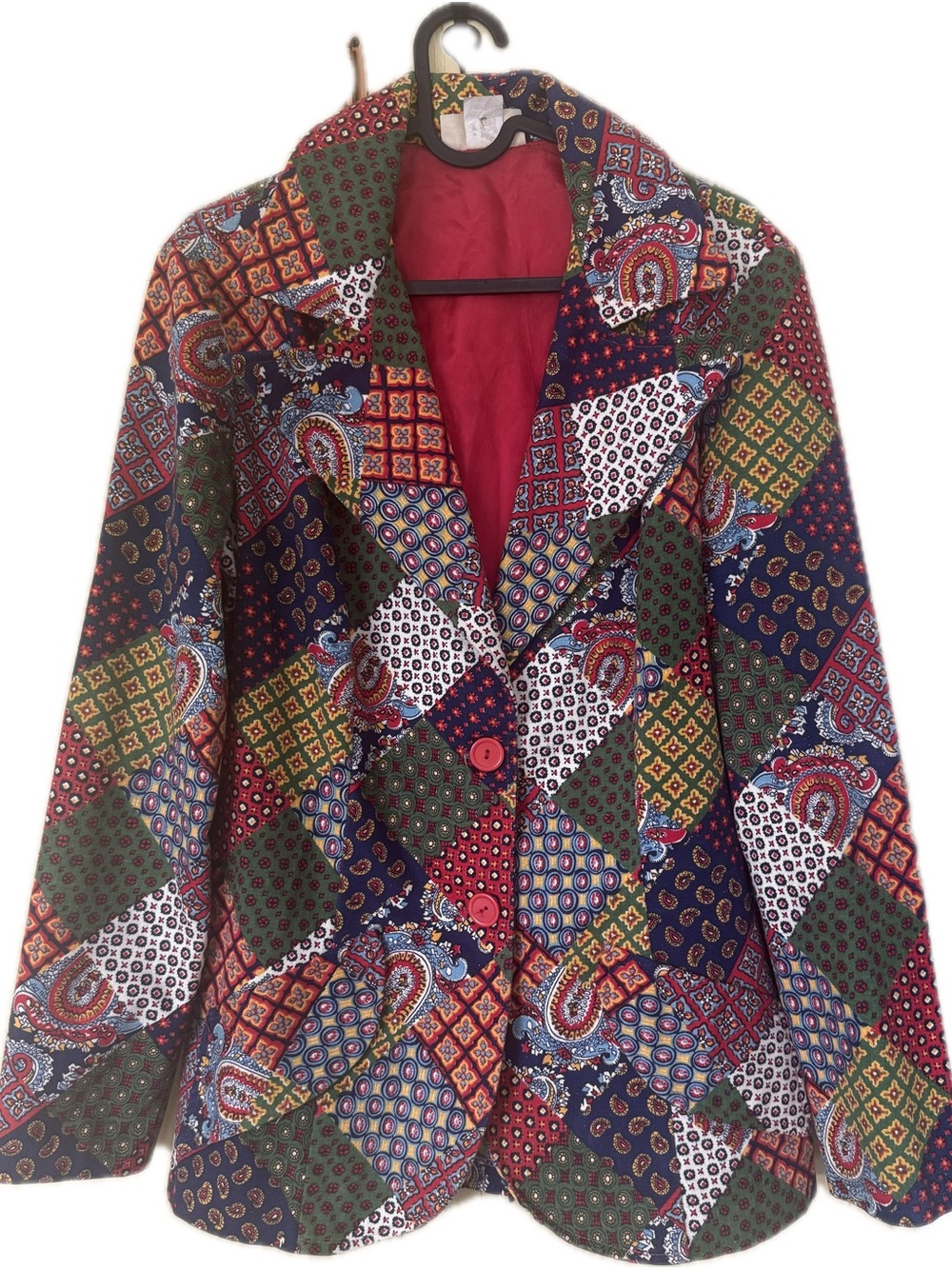 Vintage Multicolor Patchwork Paisley Blazer Jacket - Women's